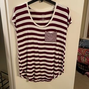Maroon/White Striped Shirt